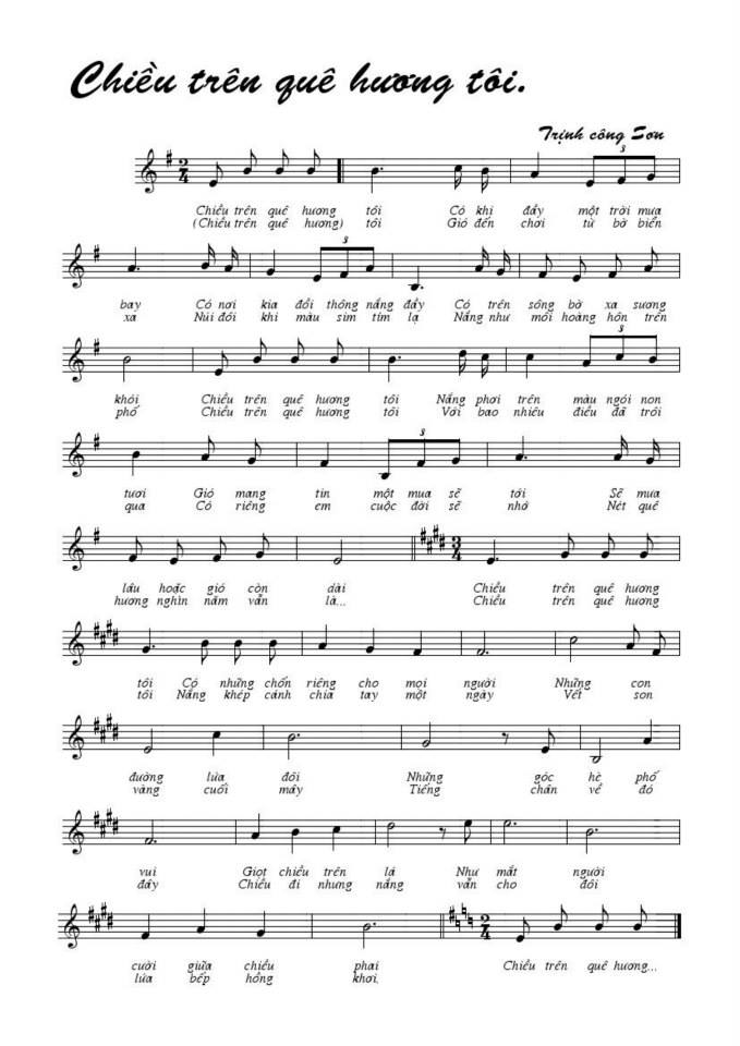 Chiều trên quê hương tôi sheet
