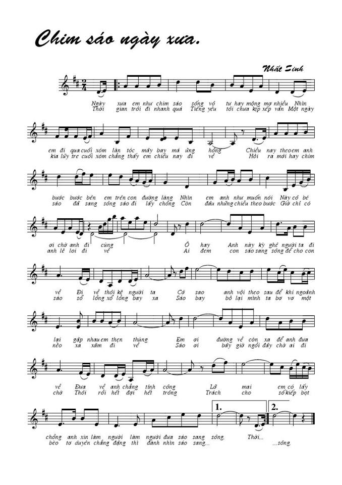 Chim sáo ngày xưa sheet