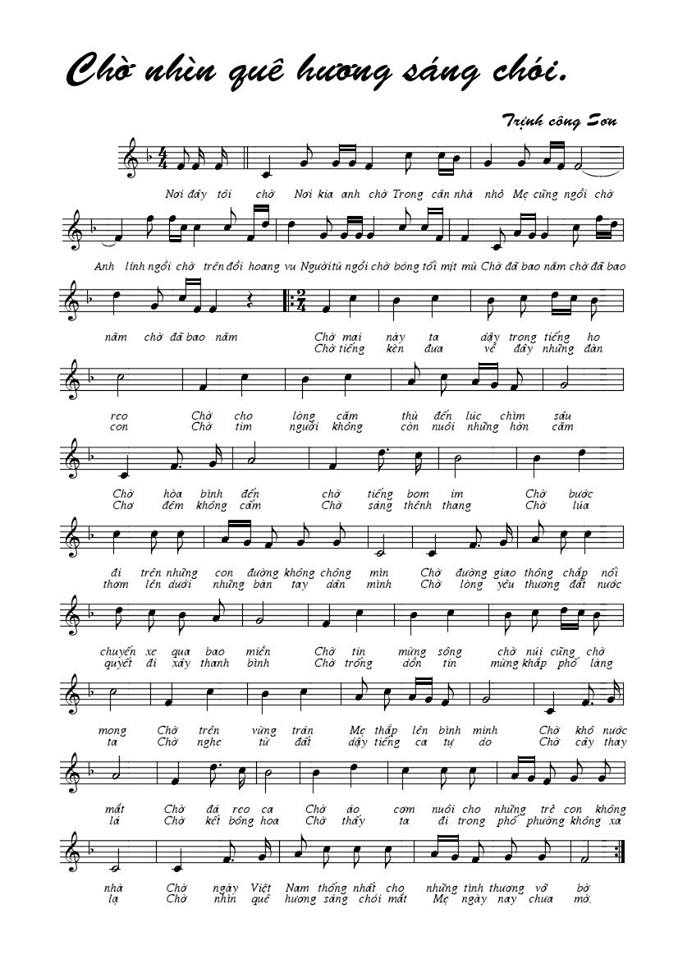 Chờ nhìn quê hương sáng chói sheet