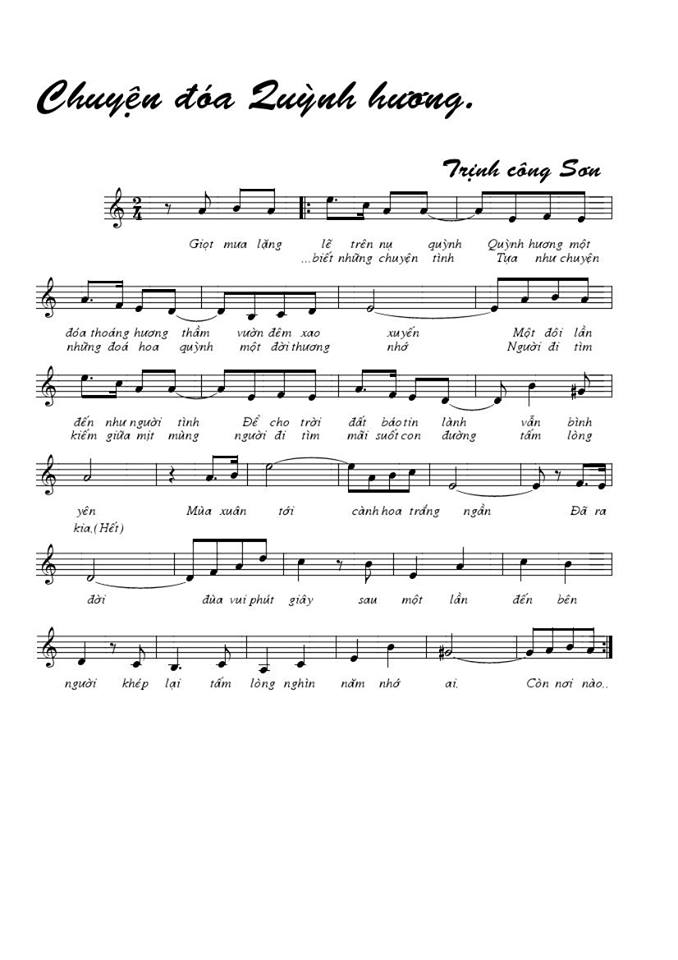 Chuyện đóa quỳnh hương sheet 