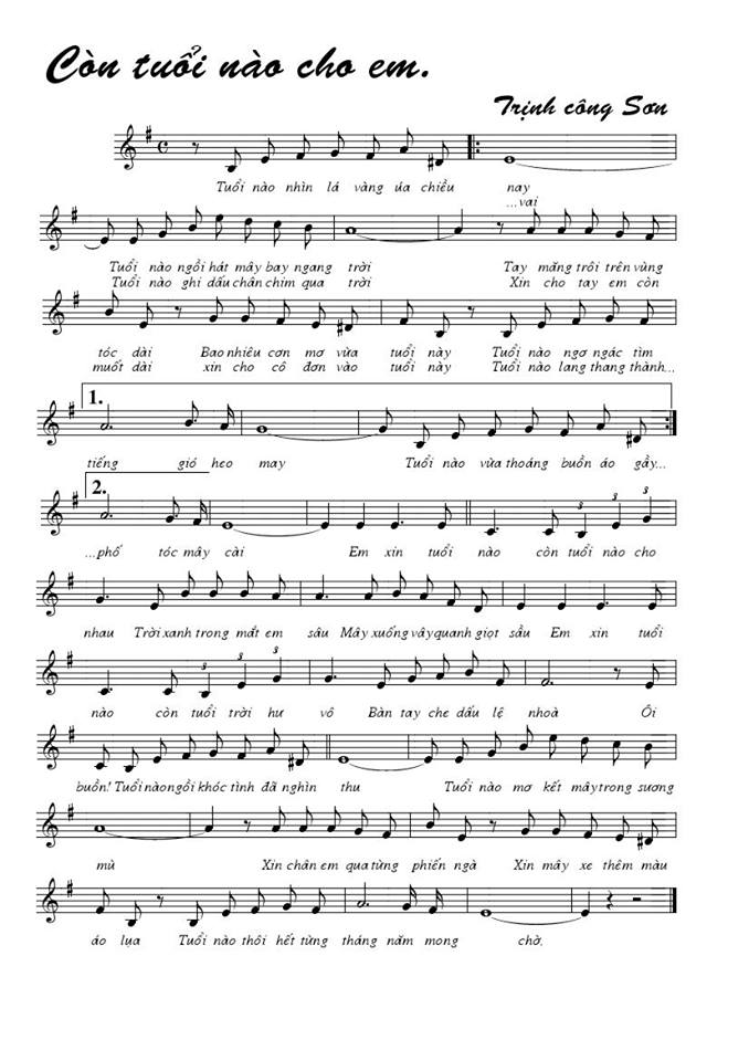 Còn tuổi nào cho em sheet