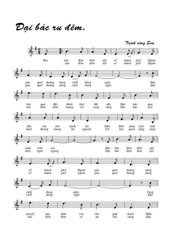 Đại Bác Ru Đêm sheet