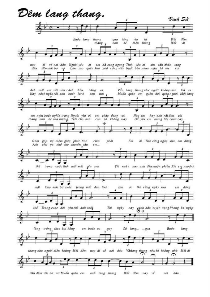 Đêm Lang Thang sheet