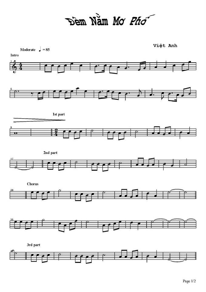 Đêm Nằm Mơ Phố sheet