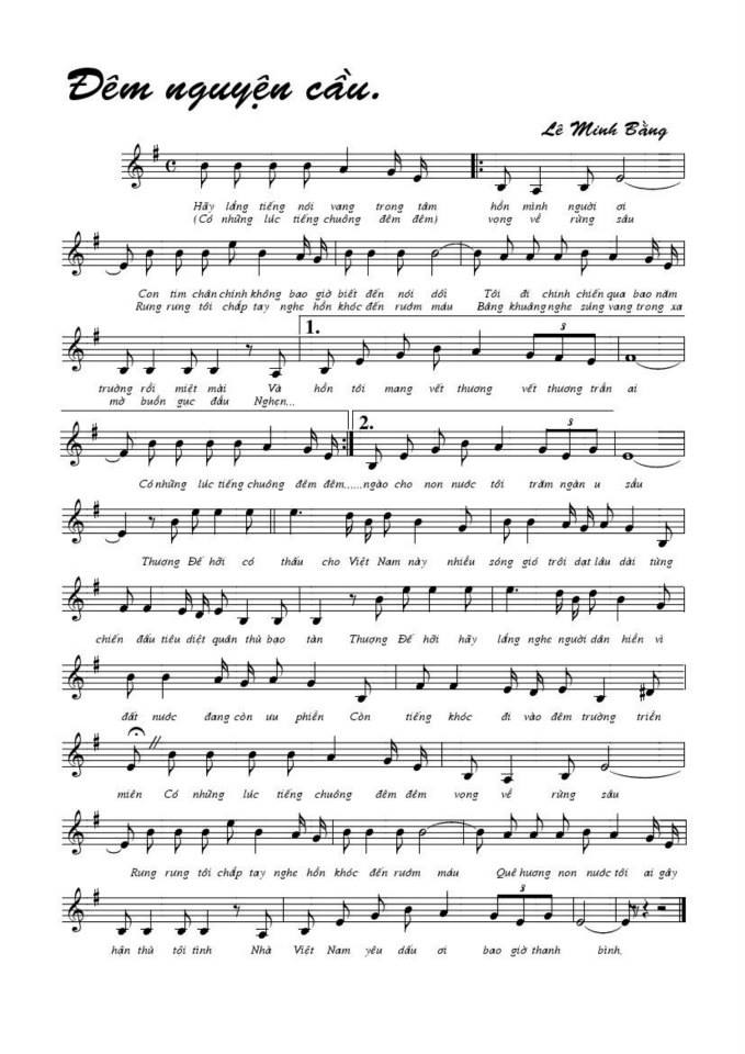 Đêm Nguyện Cầu sheet