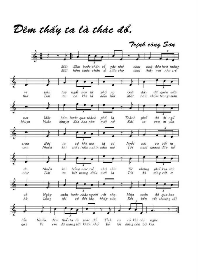 Đêm Thấy Ta Là Thác Đổ sheet