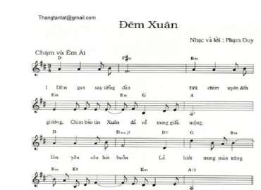 Đêm Xuân sheet có lời
