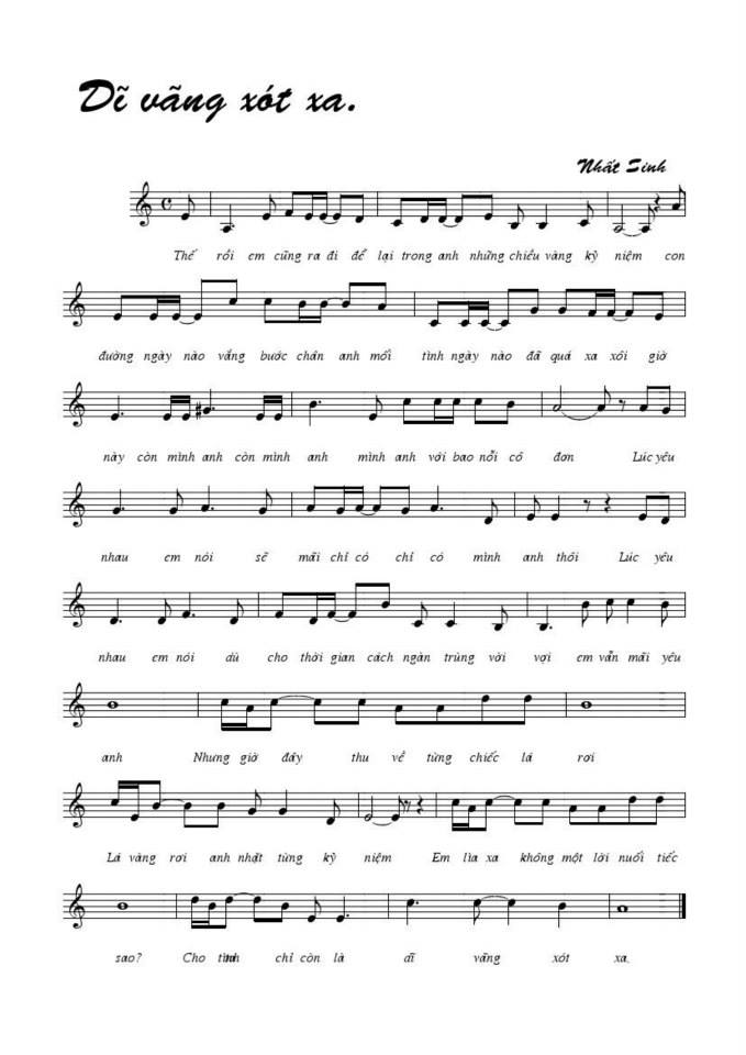 Dĩ Vãng Xót Xa sheet