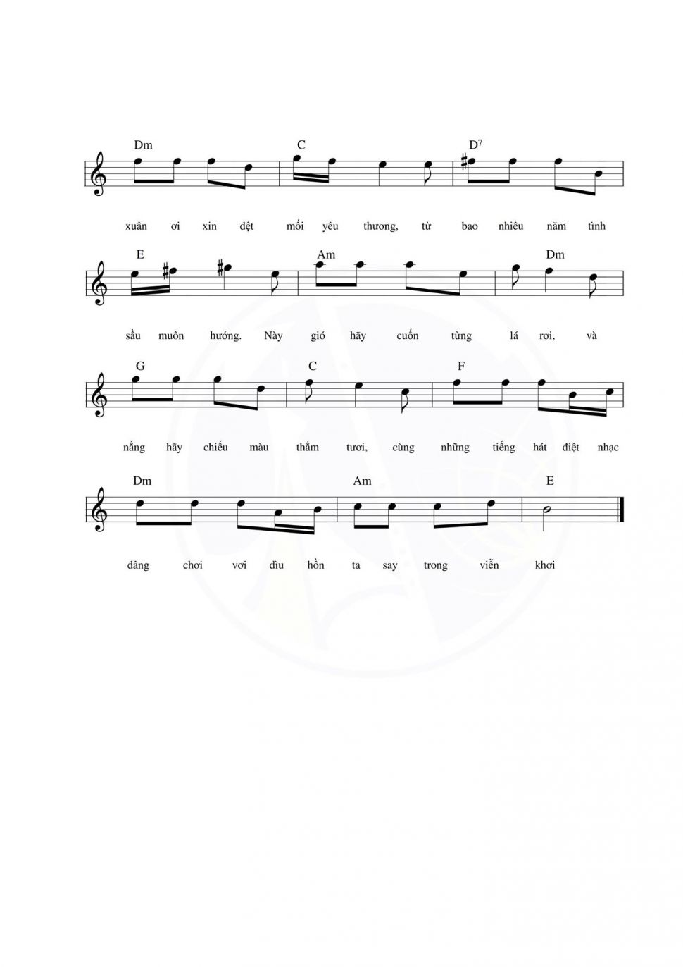 Điệp Khúc Mùa Xuân sheet có lời