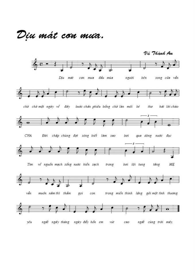 Dịu Mát Cơn Mưa sheet