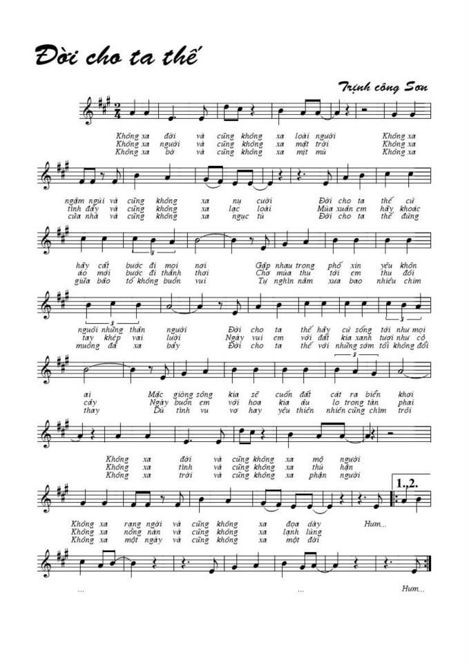 Đời Cho Ta Thế sheet