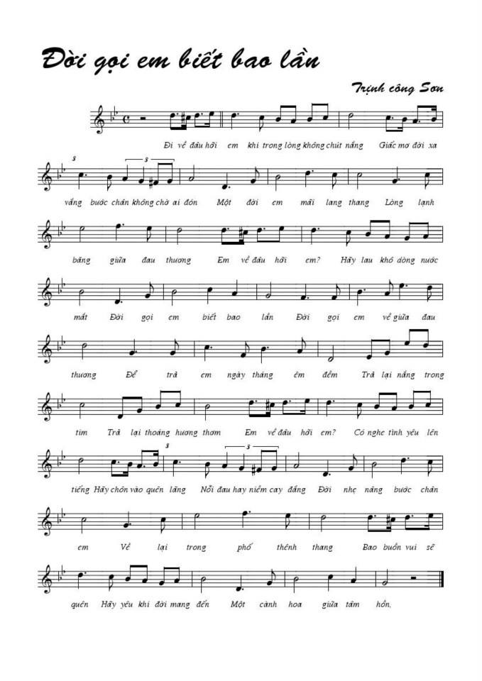 Đời Gọi Em Biết Bao Lần sheet