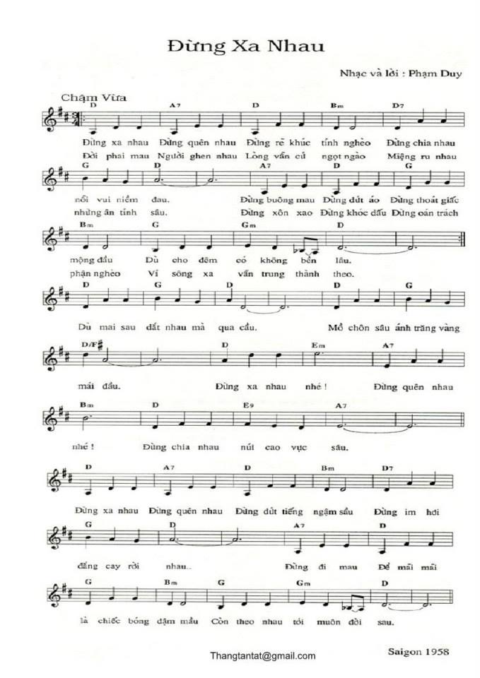 Đừng Xa Nhau sheet