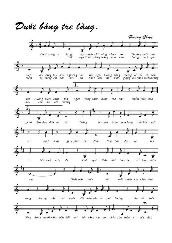 Dưới Bóng Tre Làng sheet