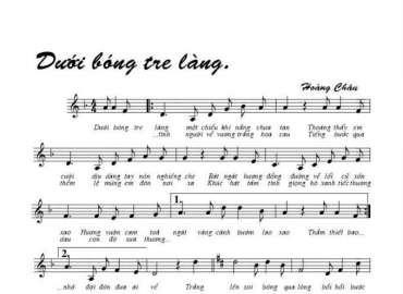 Dưới Bóng Tre Làng sheet có lời