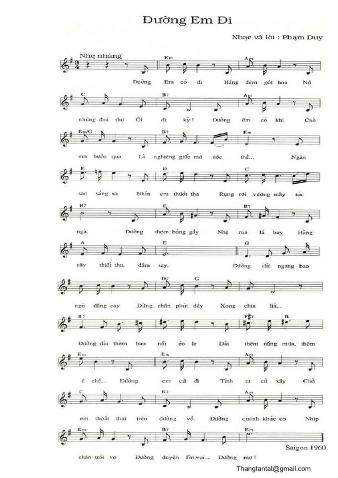 Đường Em Đi sheet