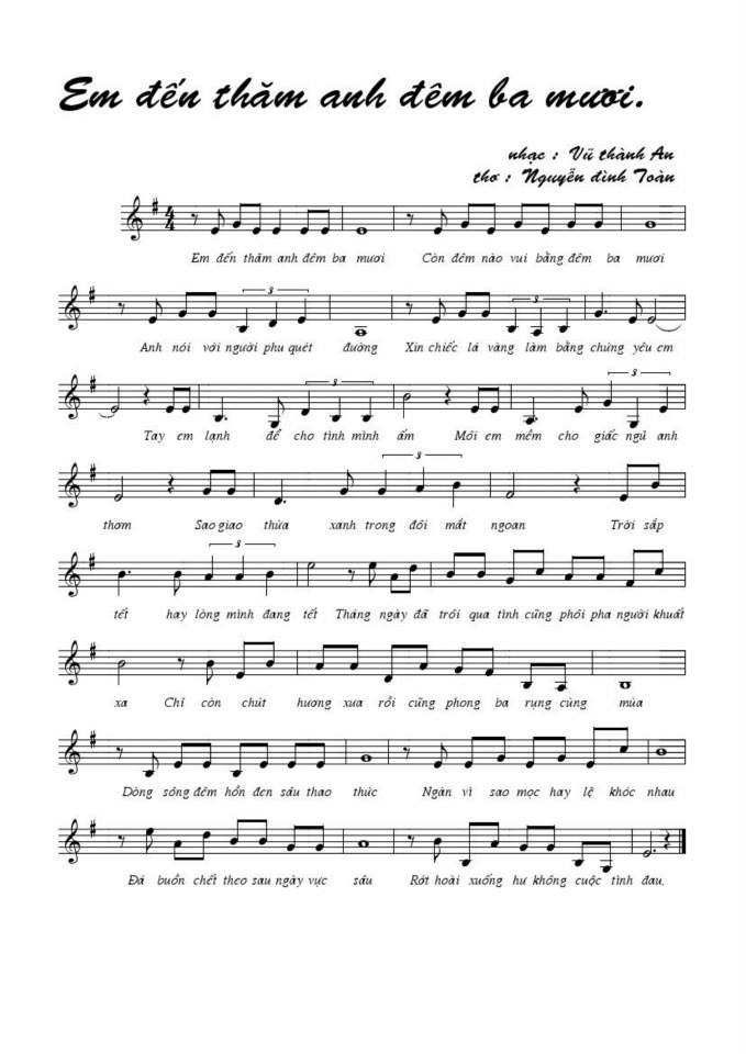 Em Đến Thăm Anh Đêm Ba Mươi sheet Em Đến Thăm Anh Đêm Ba Mươi sheet