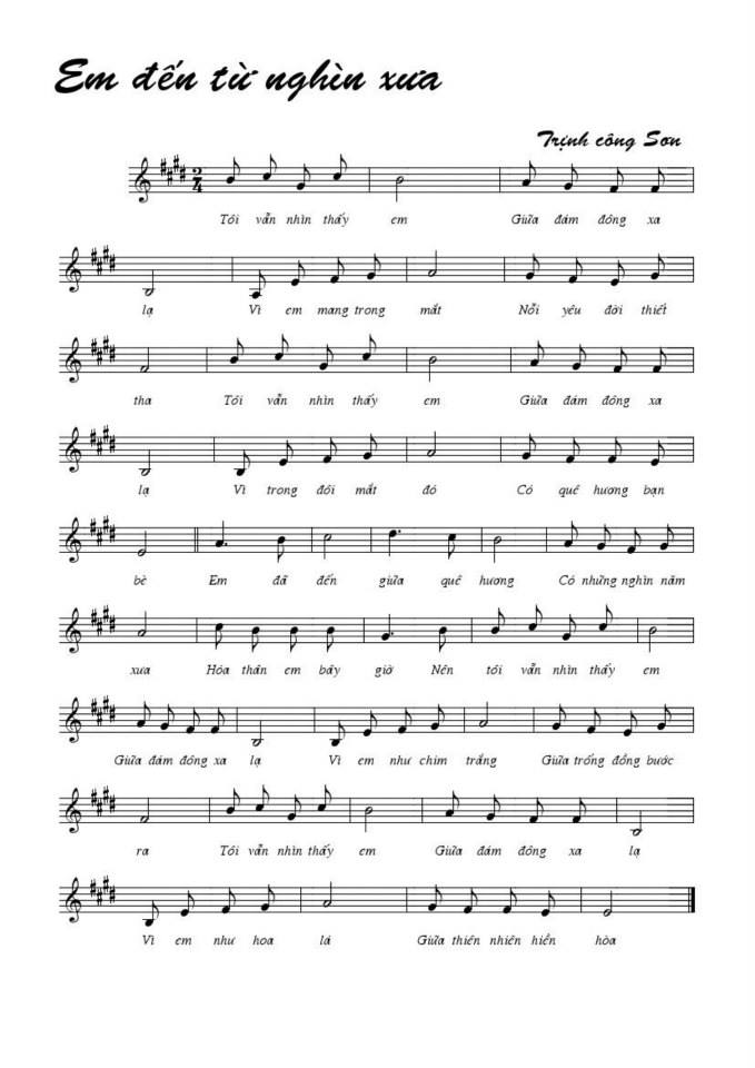 Em Đến Từ Nghìn Xưa sheet