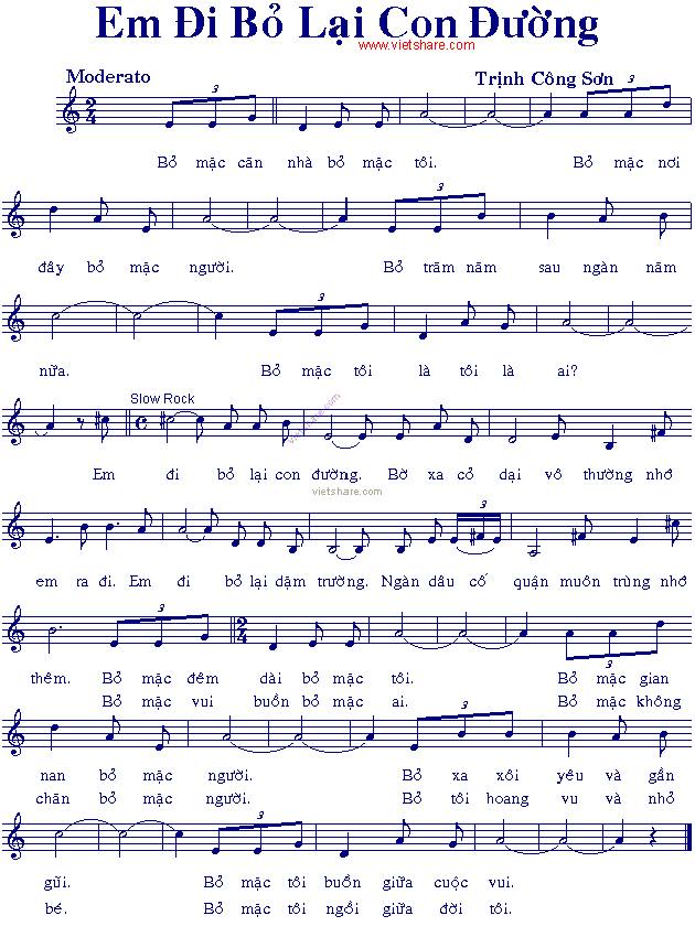 Em Đi Bỏ Lại Con Đường sheet