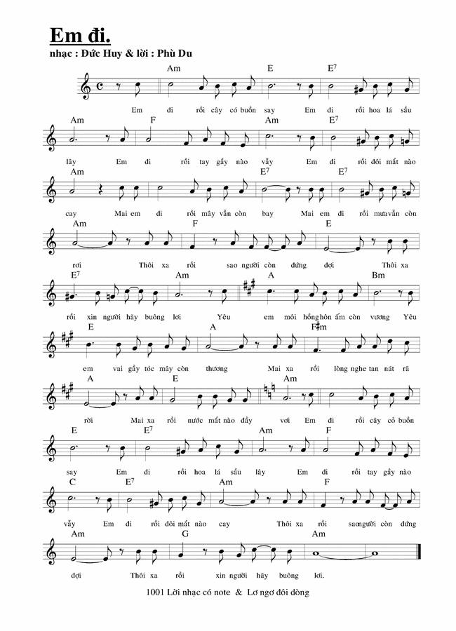 Em Đi sheet