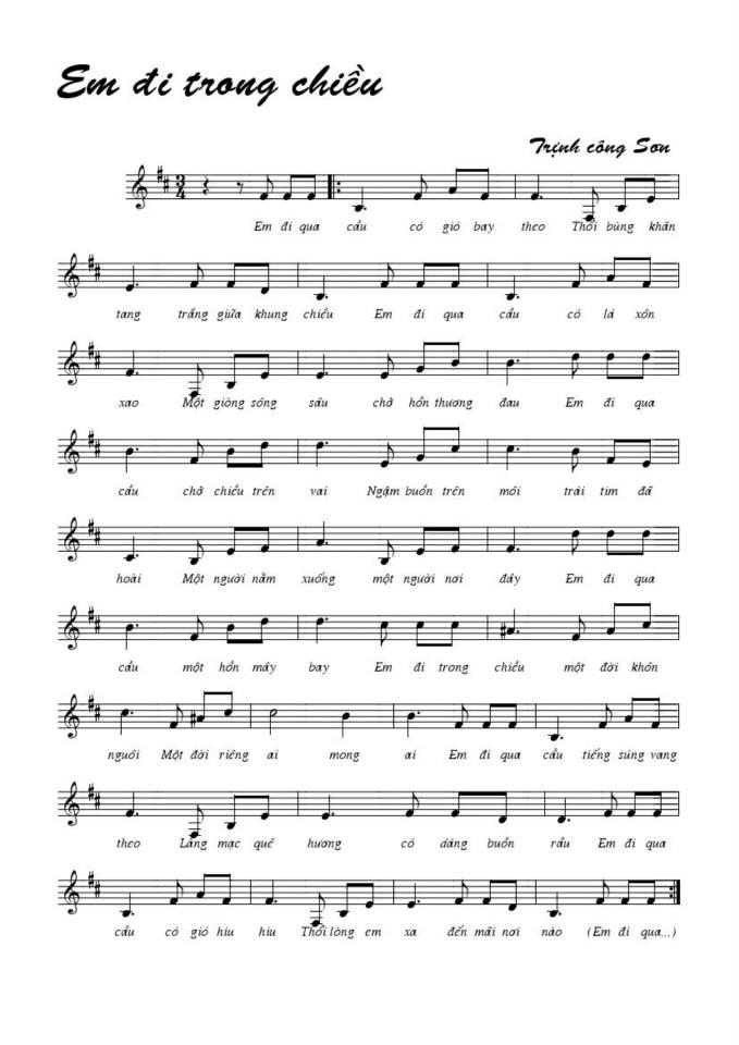 Em Đi Trong Chiều sheet