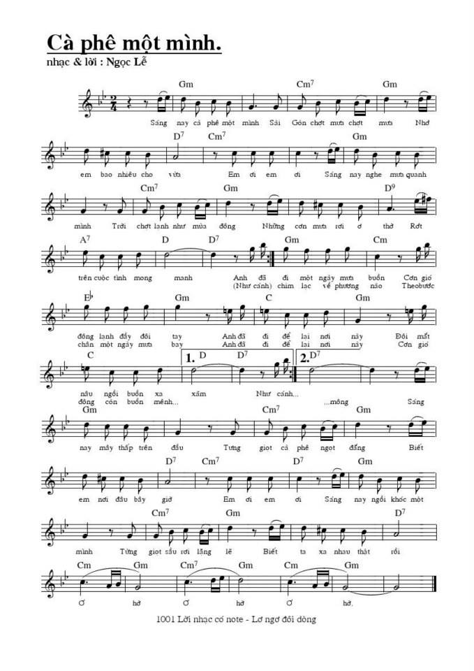 Cà phê một mình sheet