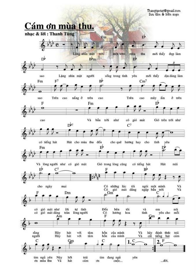 Cám ơn mùa thu sheet