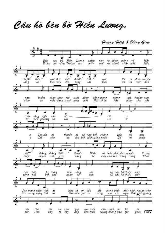 Câu hò bên bờ hiền lương sheet