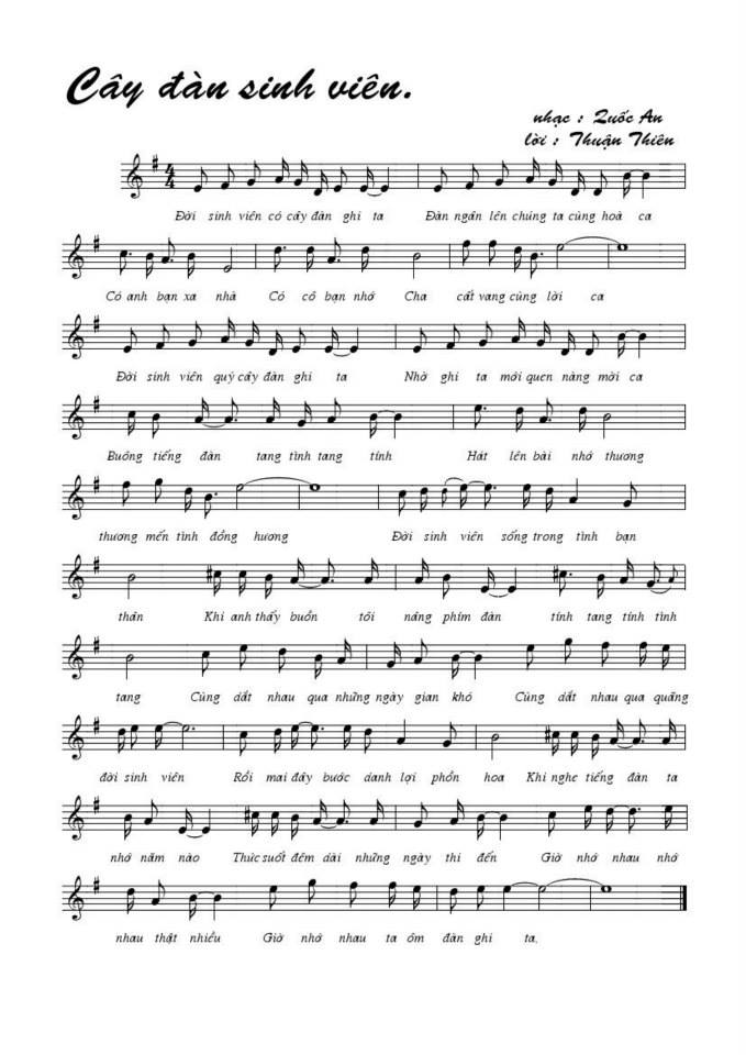 Cây đàn sinh viên sheet