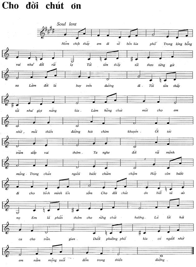 Cho đời chút ơn sheet