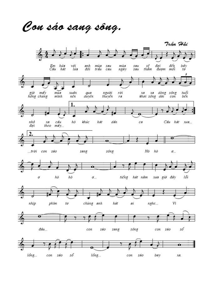 Con sáo sang sông sheet