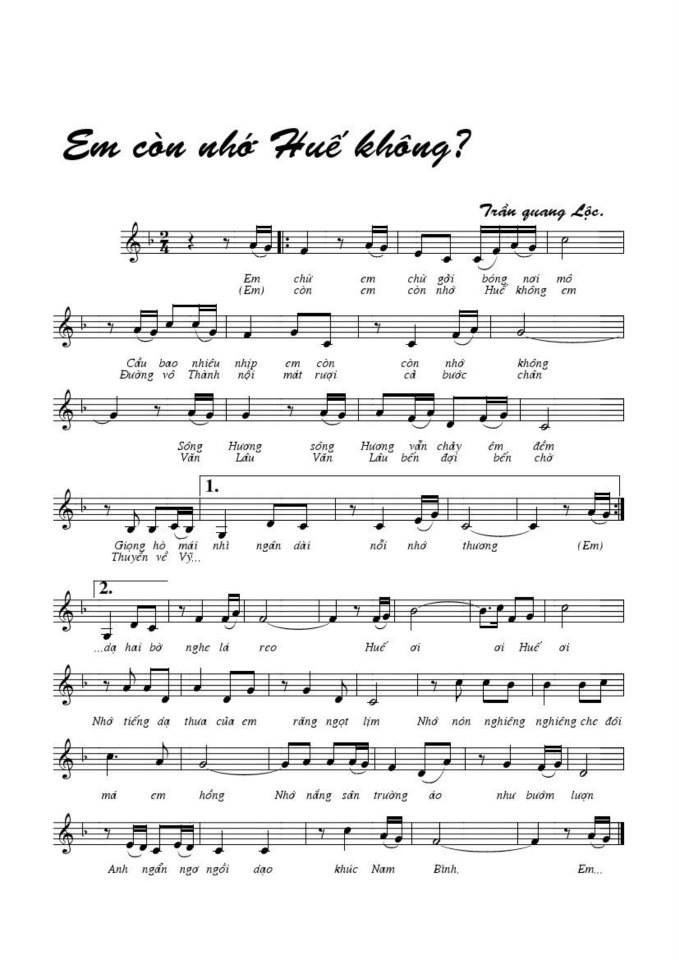 Em Còn Nhớ Huế Khồng? sheet