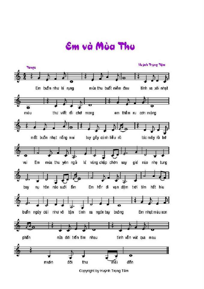 Em Và Mùa Thu sheet Em Và Mùa Thu sheet