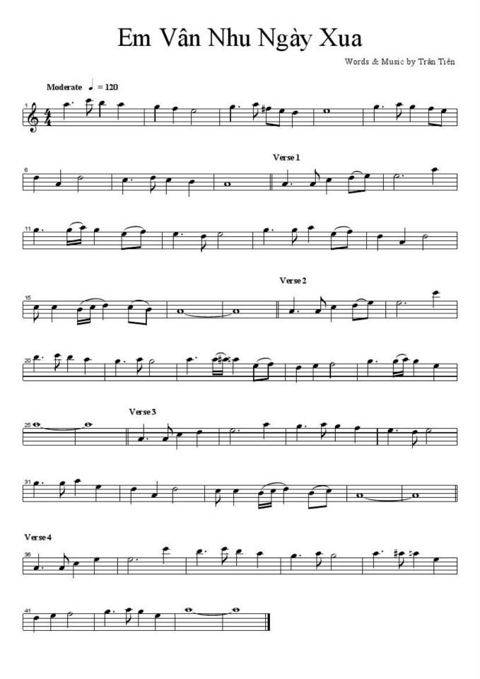 Em Vẫn Như Ngày Xưa sheet