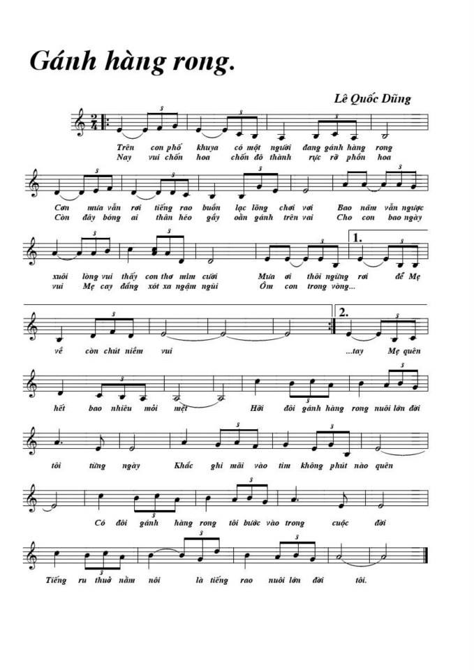 Gánh Hàng Rong sheet