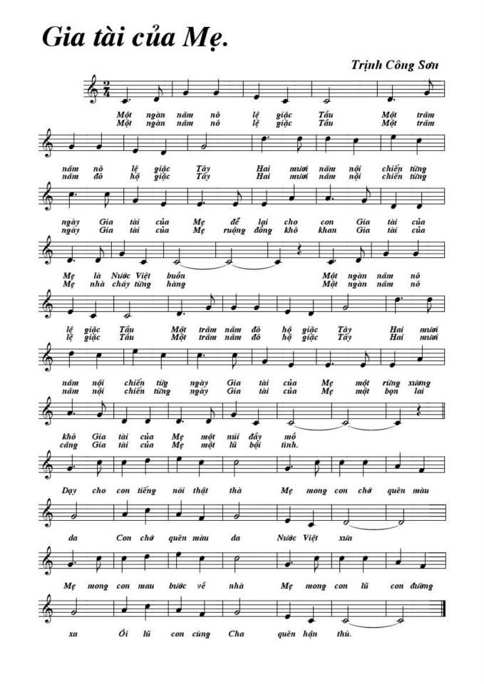 Gia Tài Của Mẹ sheet