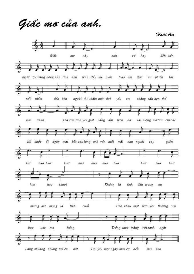 Giấc Mơ Của Anh sheet