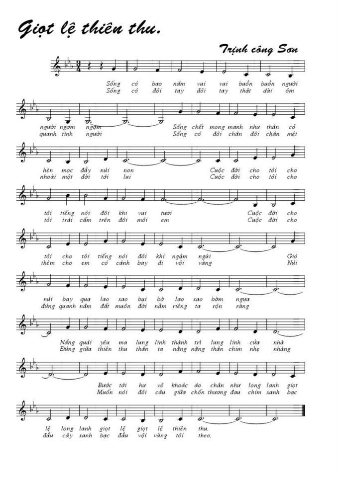 Giọt Lệ Thiên Thu sheet