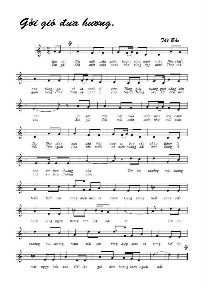Gởi Gió Đưa Hương sheet