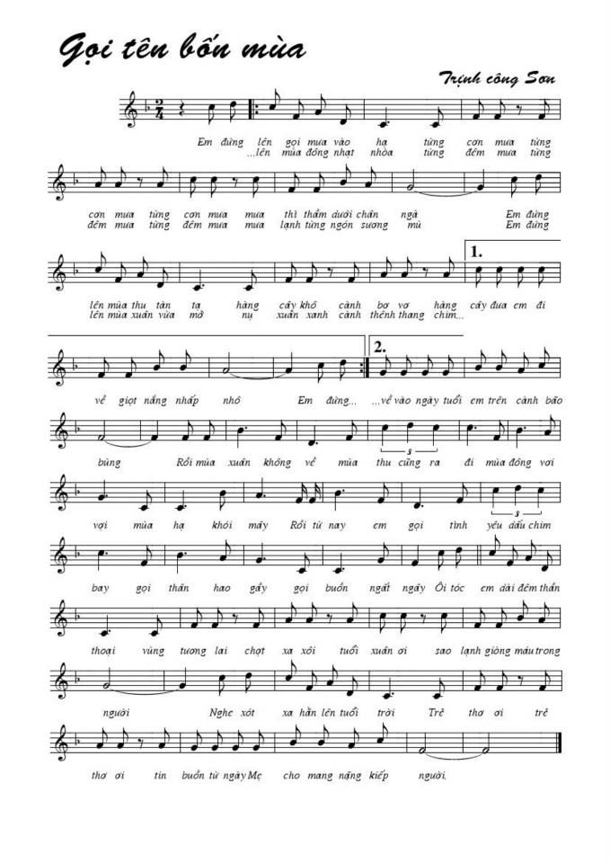 Gọi Tên Bốn Mùa sheet