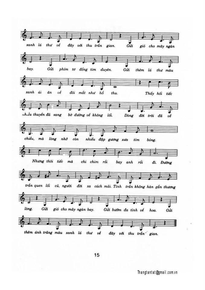 Gửi Gió Cho Mây Ngàn Bay sheet có lời 