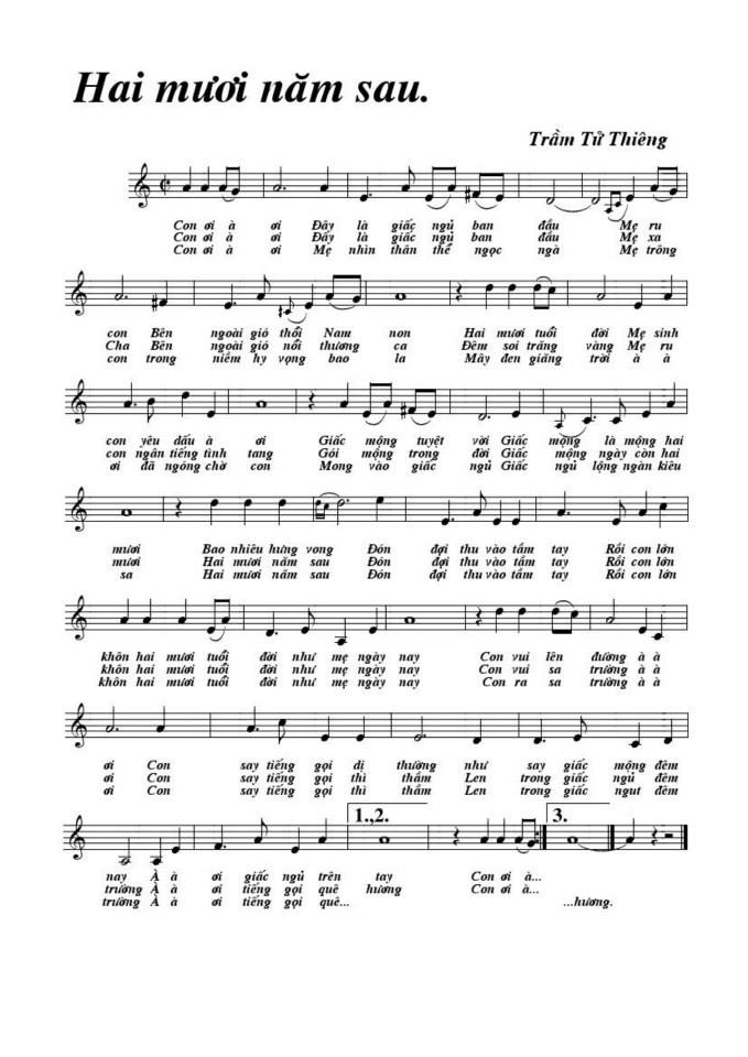 Hai Mươi Năm Sau sheet