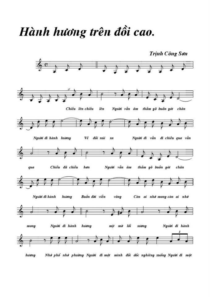 Hành Hương Trên Đồi Cao sheet