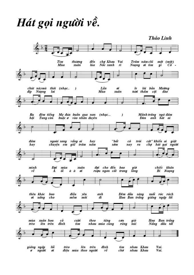 Hát Gọi Người Về sheet
