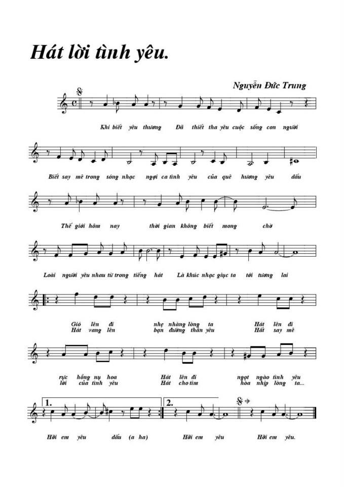 Hát Lời Tình Yêu sheet