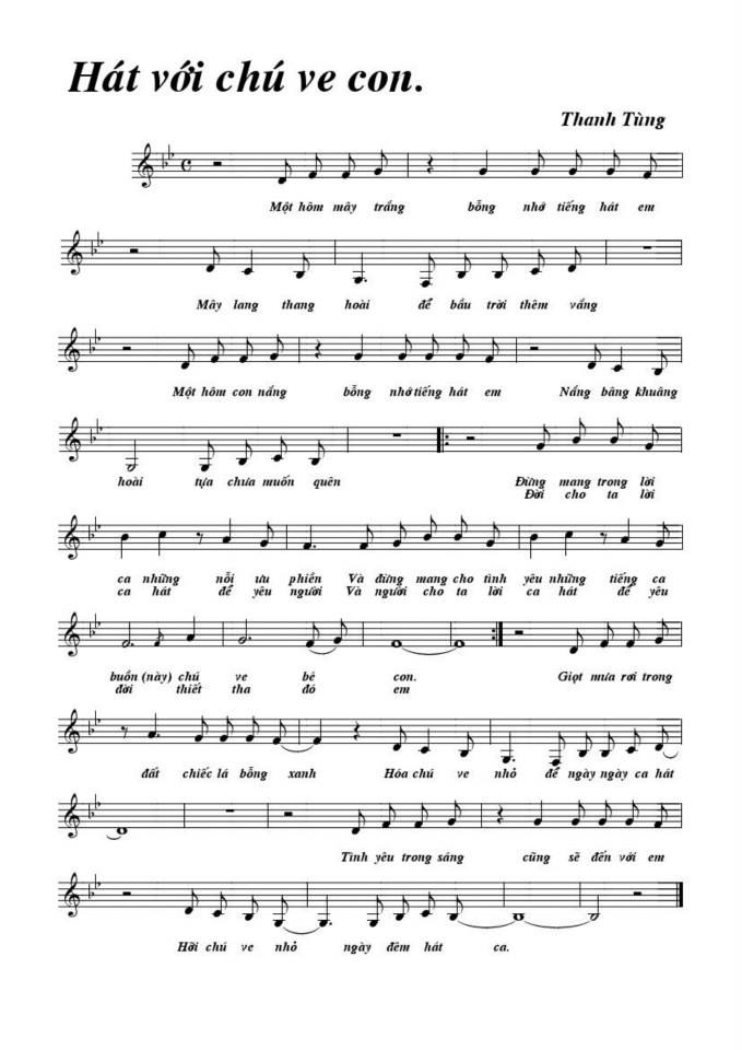 Hát Với Chú Ve Con sheet