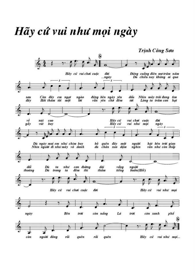 Hãy Cứ Vui Như Mọi Ngày sheet