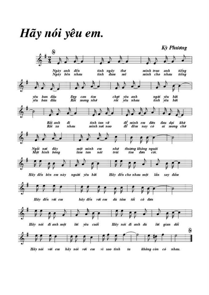 Hãy Nói Yêu Em sheet