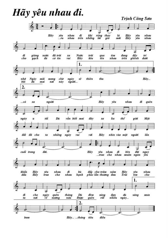 Hãy Yêu Nhau Đi sheet