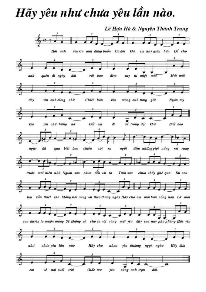Hãy Yêu Như Chưa Yêu Lần Nào sheet